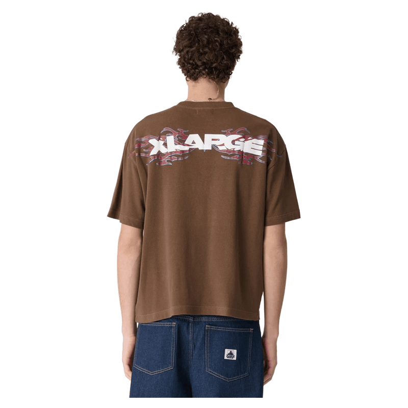 Back full view of Wings Gorilla Fit SS Tee in colour Cocoa