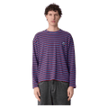 Front full view of X Large Stripe Gorilla Fit LS Tee in colour Blue