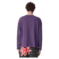 Back full view of X Large Stripe Gorilla Fit LS Tee in colour Blue
