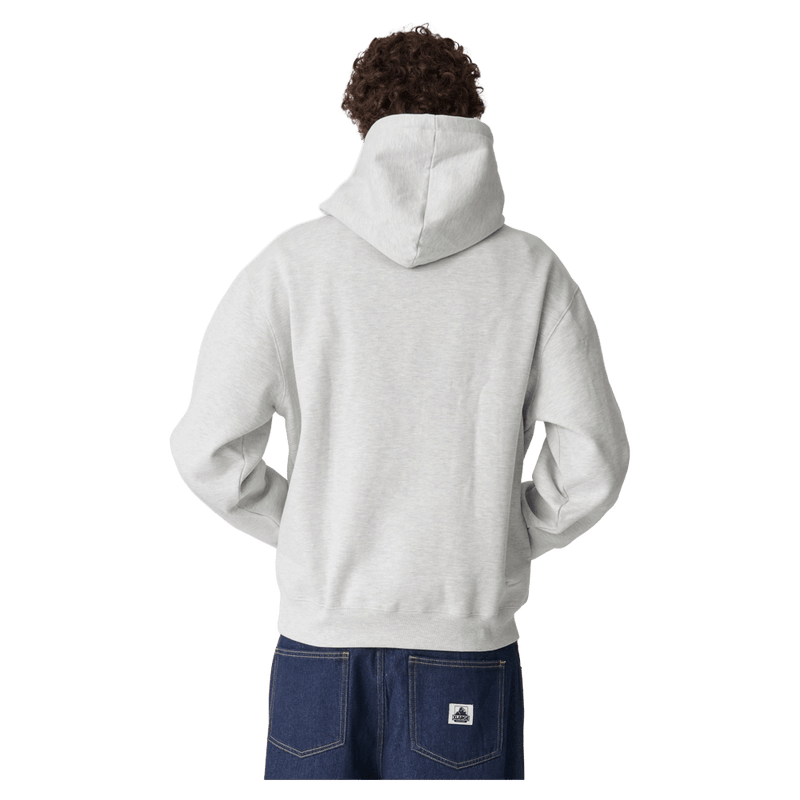 Back full view of X Large Mushroom Hoodie in Snow Marle
