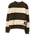 Front view of the X Large Italic Stripe Knit Sweater in Brown
