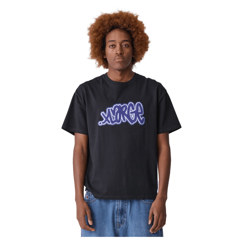 Front view of X Large Throw Up SS Tee in Black