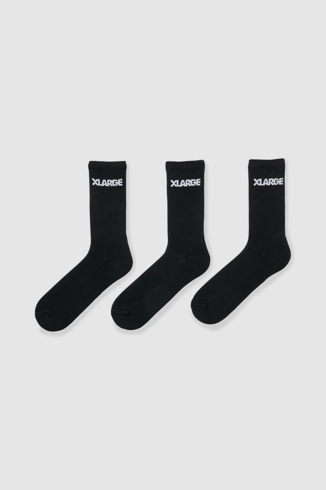 Front view of X Large 91 Sock 3Pack in colour Black