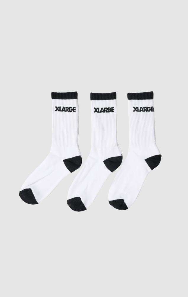 Front view of X Large 91 Sock 3Pack in colour White