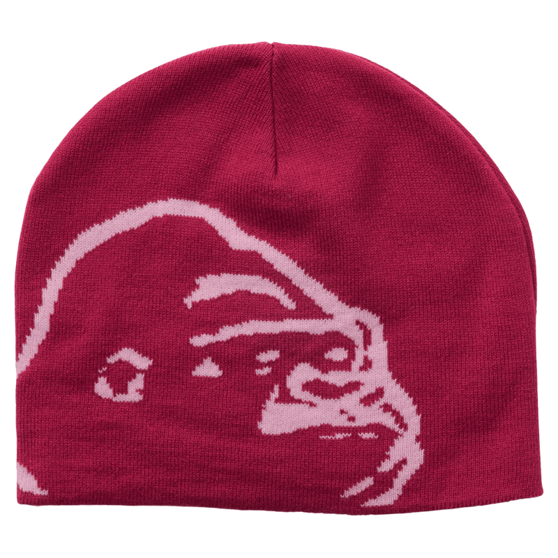 Front view of X Large Gorilla Skull Cap Beanie in Plum