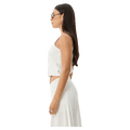 Side view of Afends Lana Hemp Seersucker Top - Womens in colour Off White.