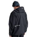 Back view of a black Analog Hardpack 3L Snowboard Jacket with a hood, RECCO logo, and Burton branding.