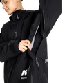 Black Analog Hardpack 3L Snowboard Jacket with open underarm ventilation zipper and white AG Burton logo.