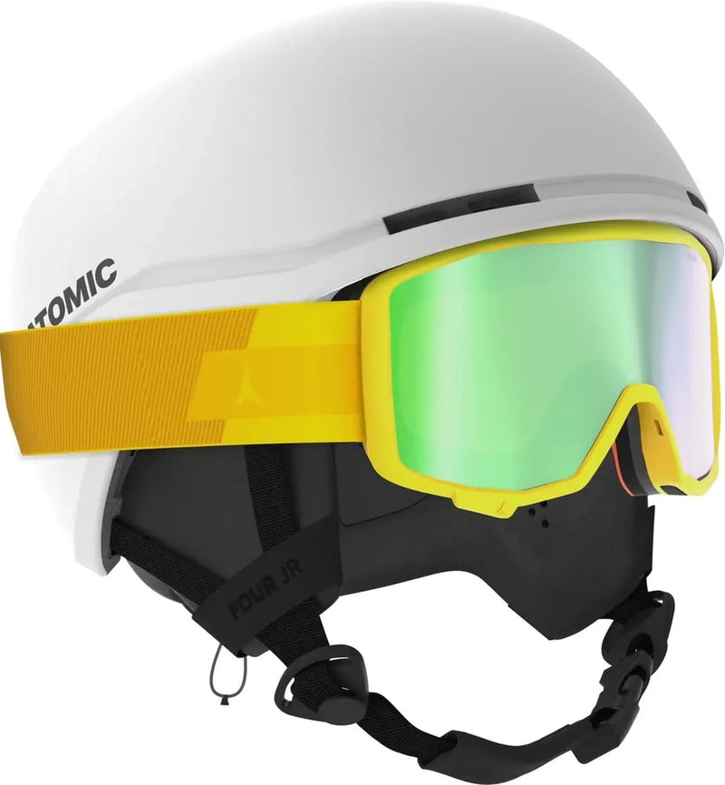 Goggles view of the Atomic FOUR JR White Helmets, 26/27 Kids's model