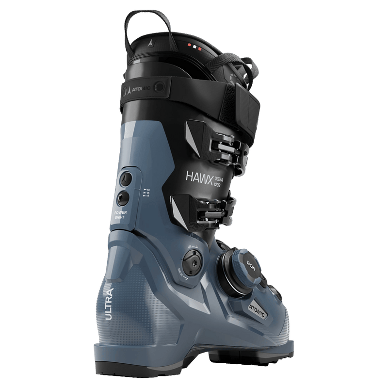 Rear view of the Atomic Hawx Ultra 120 S BOA Ski Boots in Glacier Black