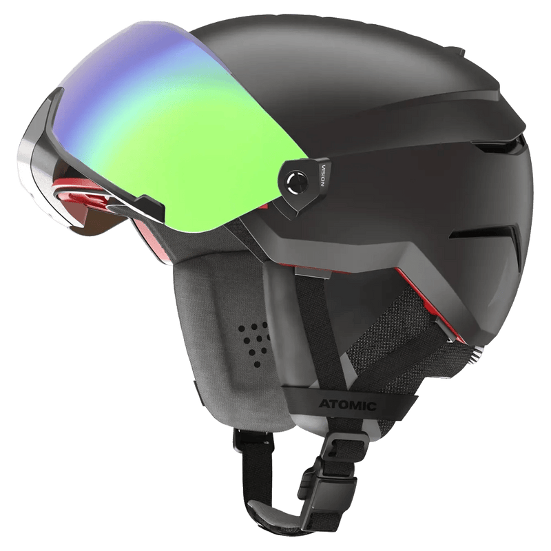 Up view of the Atomic SAVOR AMID Visor HD Black Helmets, 26/27 Unisex's model