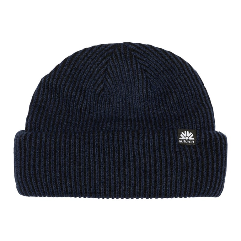 Main view of the Autumn Cord Double Roll Beanie, navy colourway