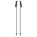 Black Crows Stans ski poles featuring black shafts with green chevron patterns, black ergonomic grips, and baskets.