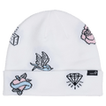 View of Rojo Blue Bird Dayz Beanie - Womens - Snow white
