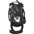 Black Burton Escapade EST women's snowboard binding with a padded highback and adjustable straps, front view.