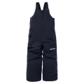 Navy blue kids Burton Maven Bib Snowboard Pants with front zipper, adjustable straps, and white logo on the leg.