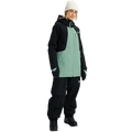 Women's Burton Reserve Insulated Snowboard Jacket in black and mint green with a hood and zippered front.