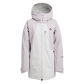 Women's Burton Reserve Insulated Snowboard Jacket in lavender and white with a hood and zippered pockets.