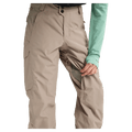 Tan Burton Reserve women's snowboard pants featuring a mesh-lined inner thigh vent and side cargo pocket.