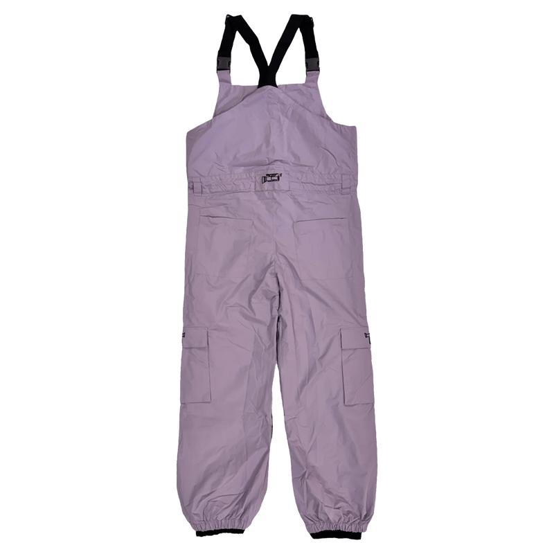 4 view of the CHECKthefeed VX Cargo Bib Snowboard Pants - LavendarBlack CTF-VXCBIBLAVENDAR Pants, 26/27 Unisex's model