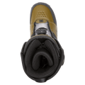 Top-down view of a tan DC Control BOA snowboard boot featuring a black padded liner and BOA lacing dial.