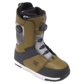 DC Control BOA Snowboard Boots in olive green and grey with dual BOA dials and white soles.