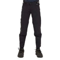 Black Dharco Gravity mountain bike pants for kids featuring a tapered fit, zippered pockets, and adjustable waist tabs.