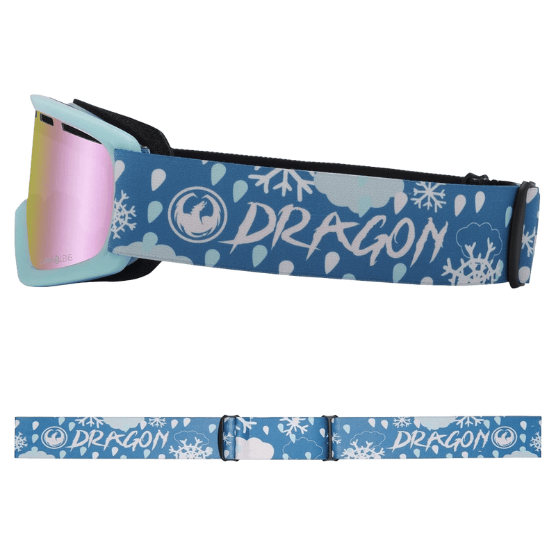 Side view of the Dragon LilD Goggles in SNOW DANCE colourway, kids's model