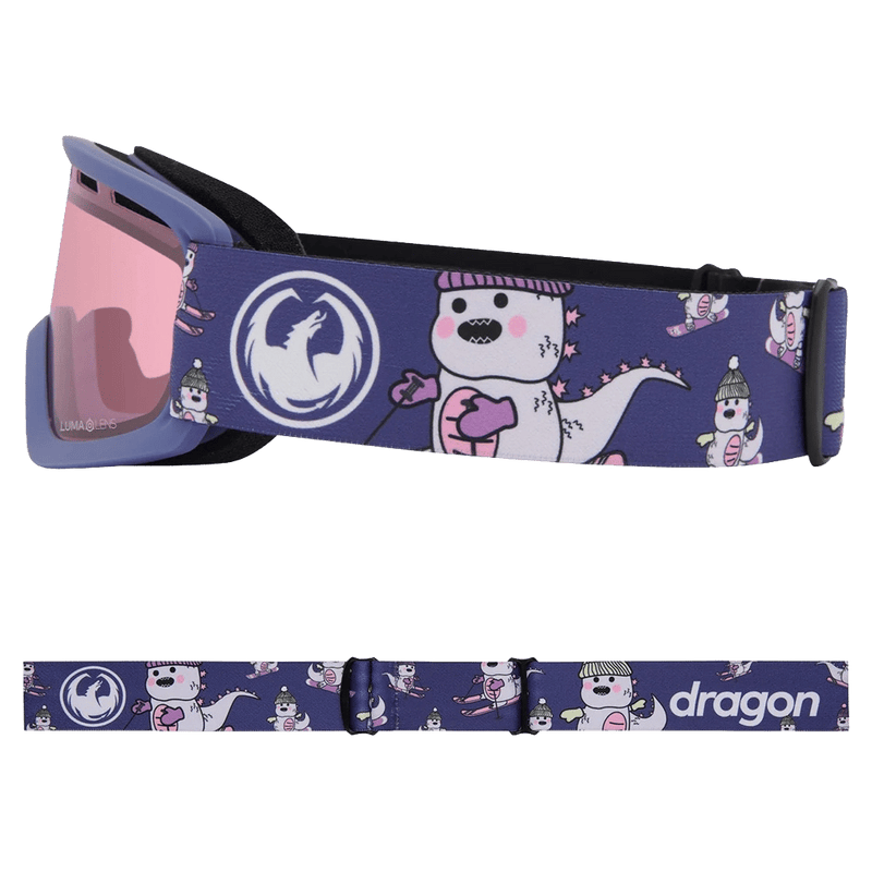Side view of the Dragon LilD Goggles in LIL KAIJU and LIGHT ROSE colourway, kids's model