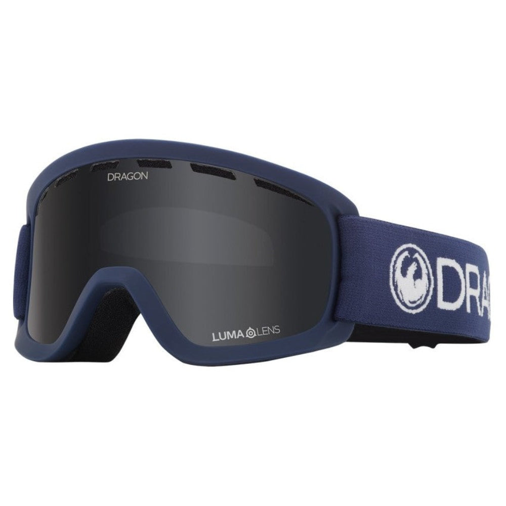 Dragon Lil D kids snow goggles in Shadow Lite colorway with Dark Smoke lens, cylindrical shape, and manual lens change system designed for youth with small fit