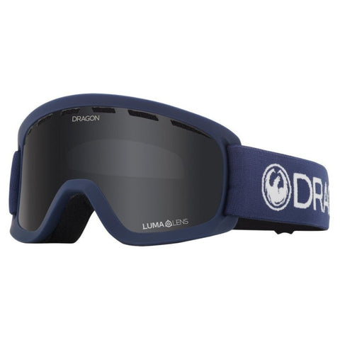 Dragon Lil D kids snow goggles in Shadow Lite colorway with Dark Smoke lens, cylindrical shape, and manual lens change system designed for youth with small fit