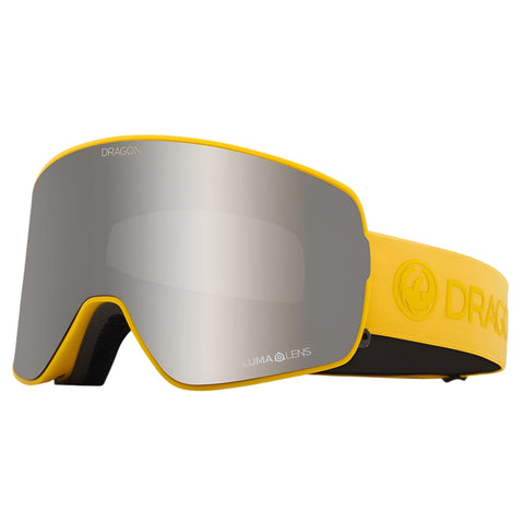 Dragon NFX2 snow goggles in Dijon colorway with Silver Ion lens, featuring Swiftlock lens changing system and frameless design