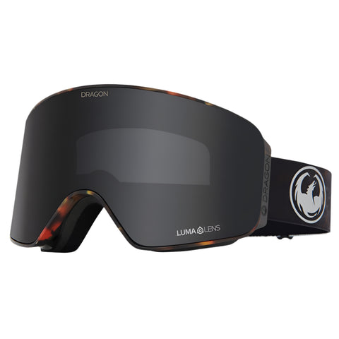 Dragon NFX Mag OTG Low Bridge snow goggles in Fire Leaf colorway with LL Dark Smoke lens, designed for over-the-glasses fit and low bridge facial profiles