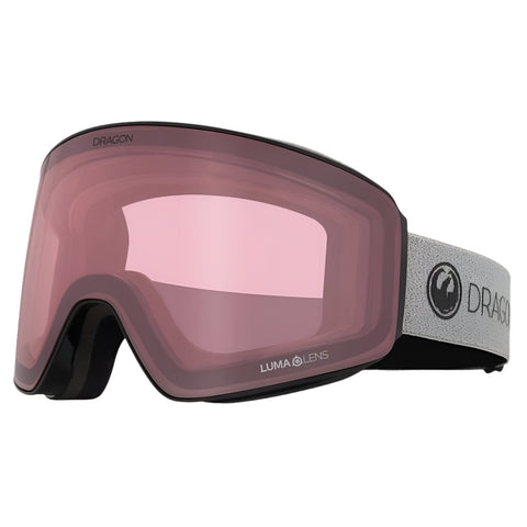 Dragon PXV Low Bridge Goggle in Switch colorway with photochromic light rose lens that adapts to changing light conditions