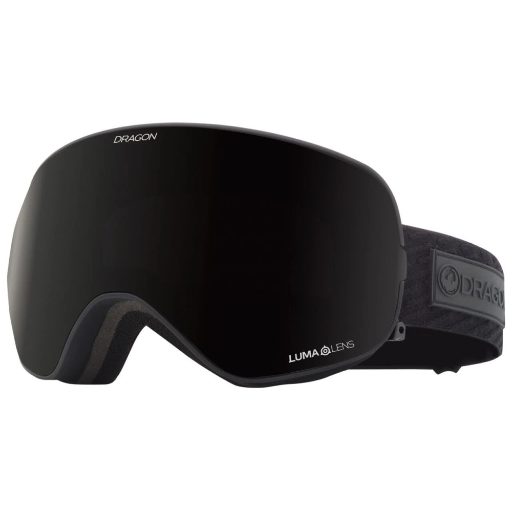 Dragon X2S snow goggles in Midnight colorway with Midnight lens and cylindrical shape featuring locks lens change system