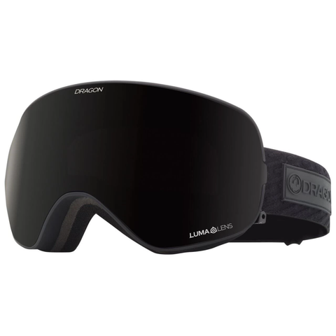 Dragon X2S snow goggles in Midnight colorway with Midnight lens and cylindrical shape featuring locks lens change system