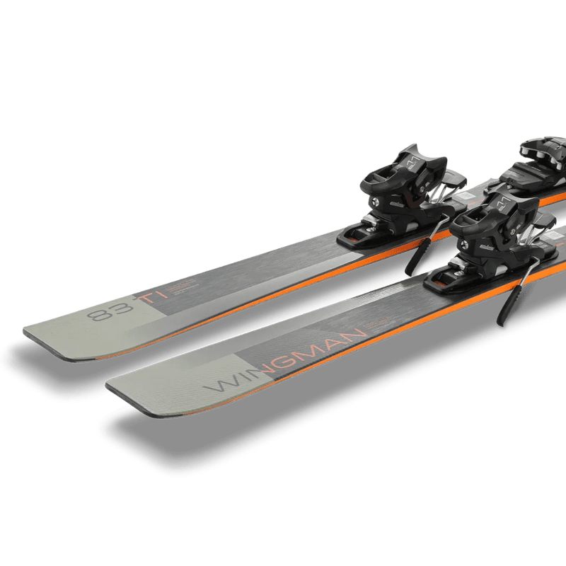 Tail view of the Elan Wingman 83 TI Skis, 26/27 unisex's model