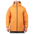 Front view of an cane Endeavor Aeroshield Insulated Snowboard Jacket with a hood and black front zipper.