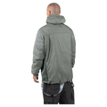 Back view of an moss green Endeavor Aeroshield Insulated Snowboard Jacket with a hood and subtle sleeve branding.