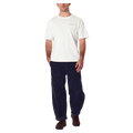 Front view of man in the Rollas Ezy Classic Tee in Colour Vintage White