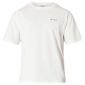 Front view of man in the Rollas Ezy Classic Tee in Colour Vintage White