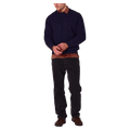 Front view of man in the Rollas Fishermans Tweed Crew in colour Dark Navy