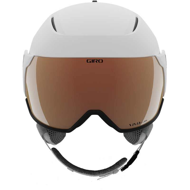 Giro Aria Spherical Visor Helmet in matte white featuring spherical mips protection, magnetic buckle, active ventilation, dial fit system.