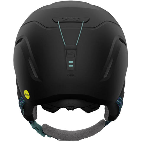 Back view of Giro Avera snow Helmet in Black Sequence featuring MIPS protection, active ventilation, dial-fit system and lightweight