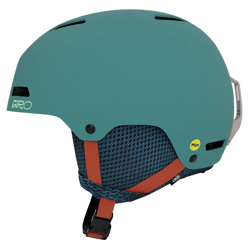 Side view of the Giro Crue MIPS Helmet in Namuk Jade Green colourway, KIDS's model