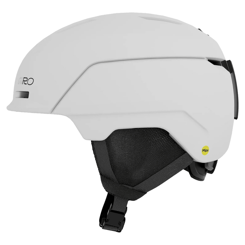 Side view of the Giro NEO II Helmet in Matte White colourway, unisex's model