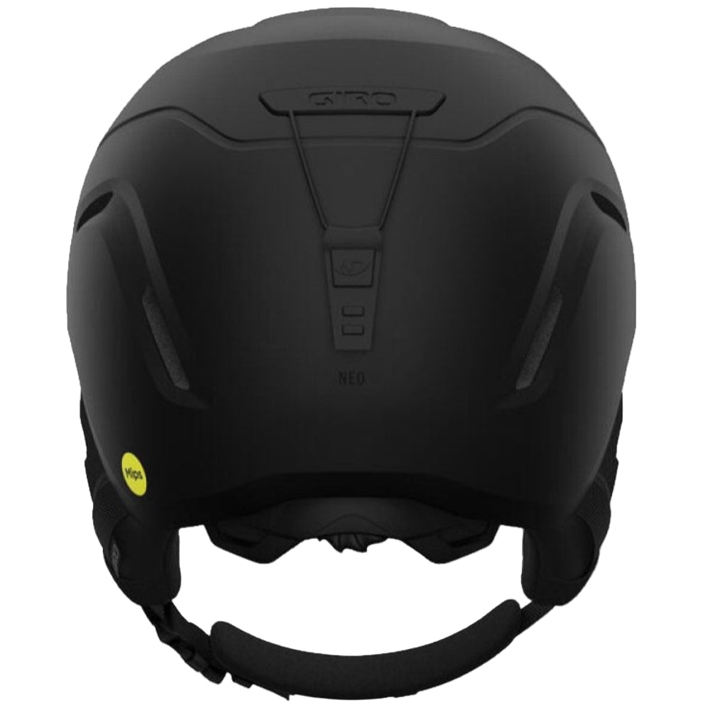 Back view of Giro Neo asian fit helmet in black, featuring active ventilation, mips and a dial-fit system