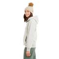 Woman´s side view of the XTM Hyams Hoodie in Light Grey colourway, unisex's model