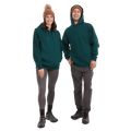 Man and woman view of the XTM Hyams Hoodie in Pine colourway, unisex's model