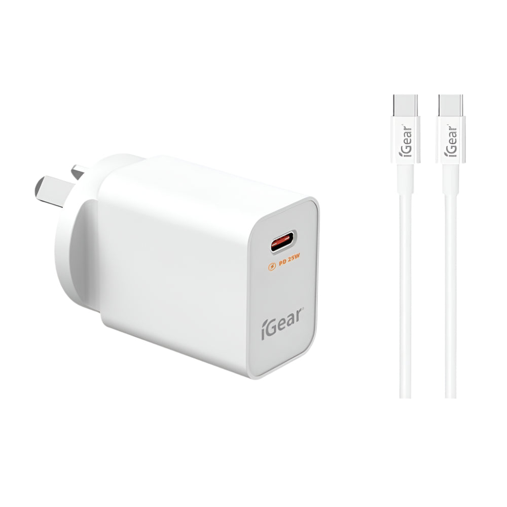 Charger 240V PD25W Type C with PD Type C to Type C Cable